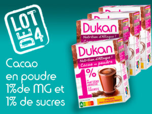 Lot de 4 Cacao en poudre 1% de MG et 1% de sucres