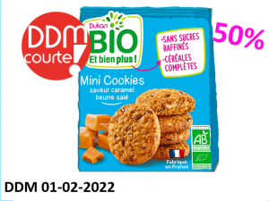 Mini cookies saveur caramel beurre salé DDM 01-02-2022